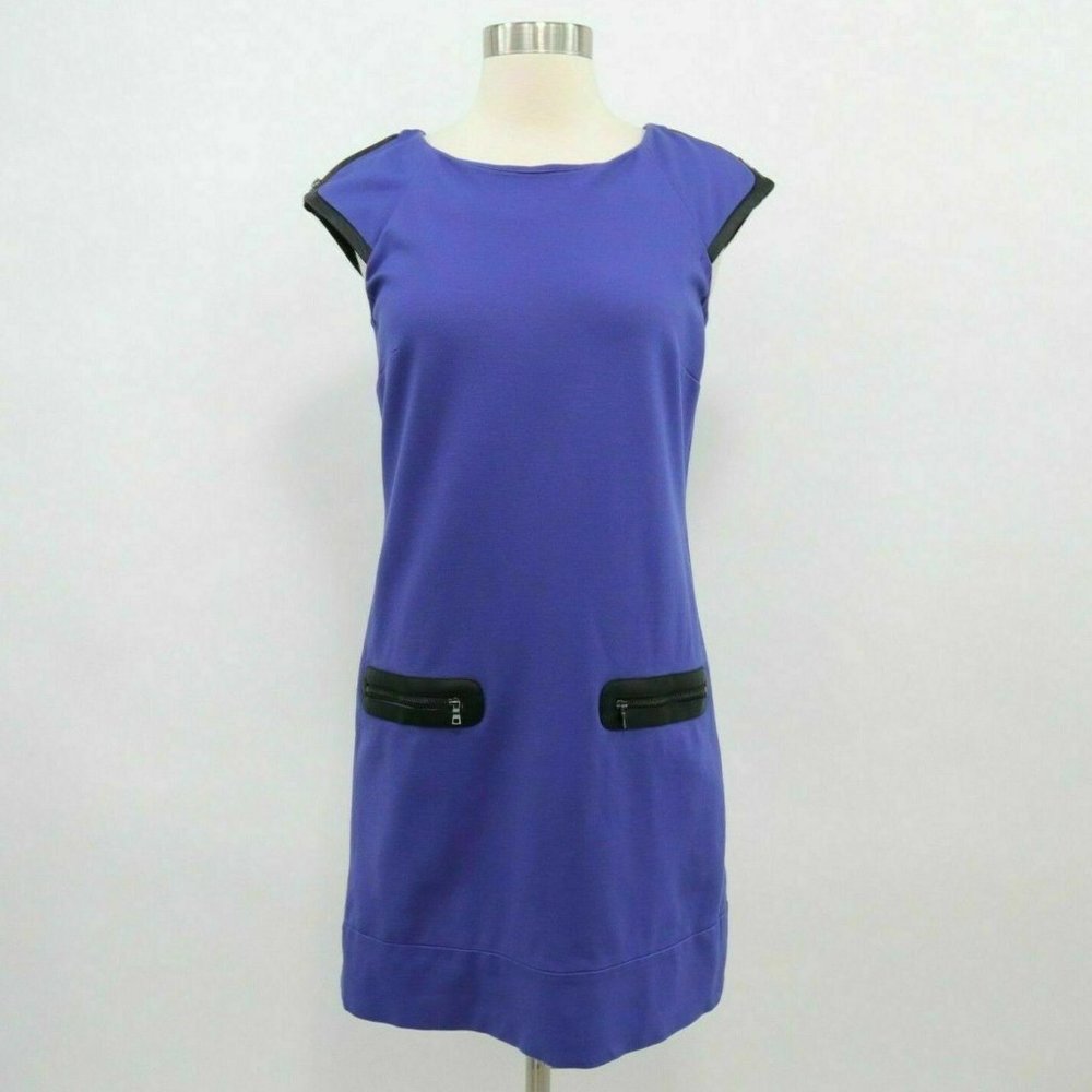 Cynthia Steffe Shift Dress 2 Blue Black Cap Sleeve